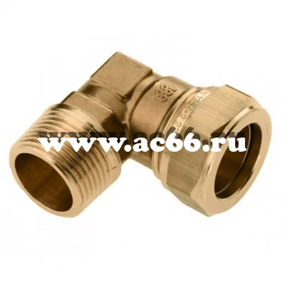 Угольник 15-1/2" Н/Р  обжим, латунь, General Fittings 1N00