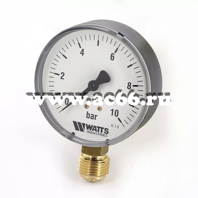 Манометр Watts радиальный 1/2", 0-10 бар, d=80мм  (0320210)