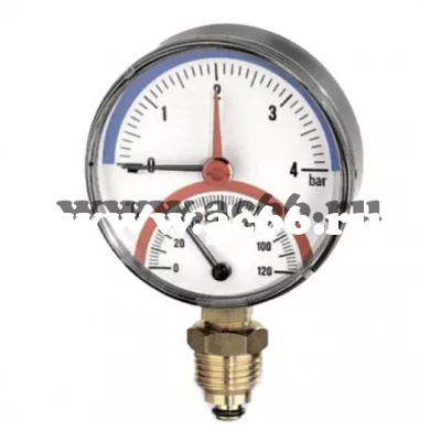 Термоманометр Watts радиальн. D=80 мм, 1/2", t = 0 - 120 С, Р = 0 - 4 бар