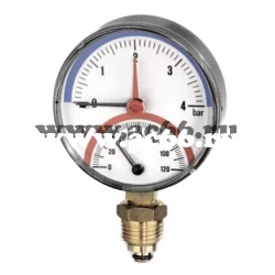 Термоманометр Watts радиальн. D=80 мм, 1/2", t = 0 - 120 С, Р = 0 - 4 бар